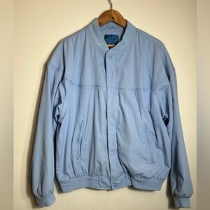 Vtg Towncraft Bomber Jacket Men's Large Blue Zip Elastic Waist 80s 90s Retro